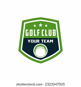 	
Golf sport logo. Golf ball club emblem, design template