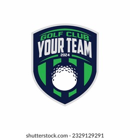 Golf sport logo. Golf ball club emblem, design template