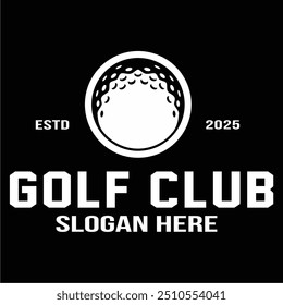 Golf sport logo. Golf ball club emblem, design template	