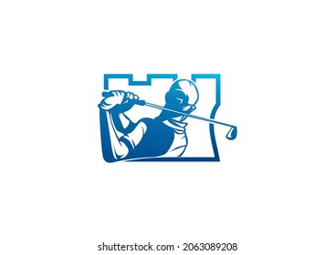 golf sport logo design castle