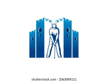 golf sport logo design castle