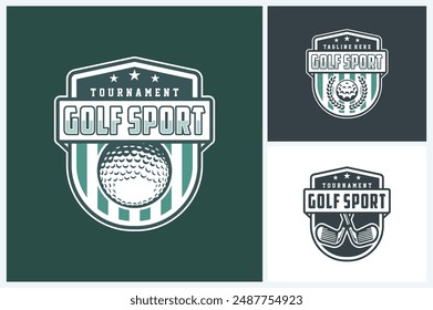 Golf sport logo design template, golf emblem vector, golf tournament badge logo design vector illustration