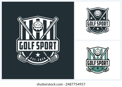 Plantilla de diseño de logotipo de golf sport, colección de emblema de golf, Ilustración vectorial de diseño de logotipo de insignia de torneo de golf