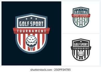 Golf sport logo design template, golf emblem vector, golf tournament badge logo design vector illustration