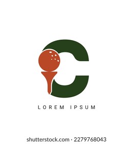 Golf Sport Logo, Letter C with Golf Logo Design Vector Template