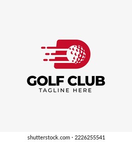 Logo del Golf Sport. Plantilla de vectores de diseño de logotipos de golf de la letra D