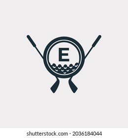 Logo del Golf Sport. Letra E para la plantilla de vectores de diseño de logotipo de golf. Vector Eps10