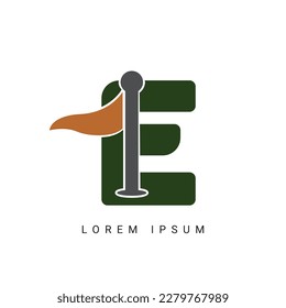 Golf Sport Logo, Letter E with Golf Logo Design Vector Template