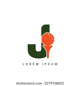 Golf Sport Logo, Letter J with Golf Logo Design Vector Template