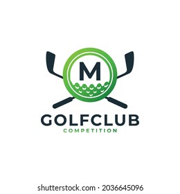 Golf Sport Logo. Letter M for Golf Logo Design Vector Template. Eps10 Vector