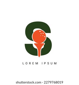 Golf Sport Logo, Letter S with Golf Logo Design Vector Template