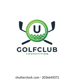 Golf Sport Logo. Letter U for Golf Logo Design Vector Template. Eps10 Vector