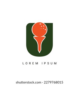 Golf Sport Logo, Letter U with Golf Logo Design Vector Template