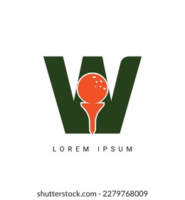 Golf Sport Logo, Letter W with Golf Logo Design Vector Template