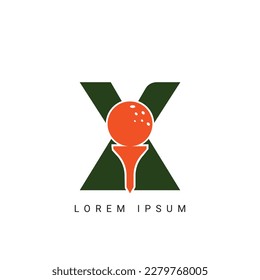 Golf Sport Logo, Letter X with Golf Logo Design Vector Template