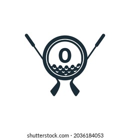 Golf Sport Logo. Number 0 for Golf Logo Design Vector Template. Eps10 Vector