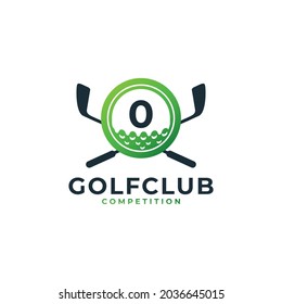 Golf Sport Logo. Number 0 for Golf Logo Design Vector Template. Eps10 Vector