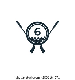 Golf Sport Logo. Number 6 for Golf Logo Design Vector Template. Eps10 Vector