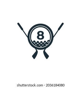 Golf Sport Logo. Number 8 for Golf Logo Design Vector Template. Eps10 Vector