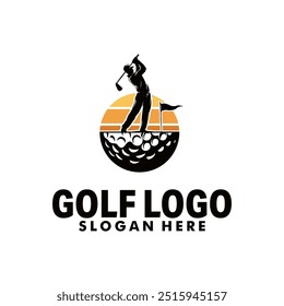 golf sport logo template design illustration