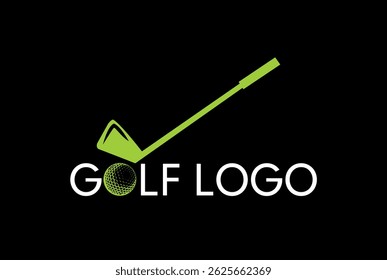 Golf sport logo vector with golf ball and stick for championship, sport, community.