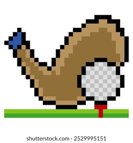 Esporte de golfe em estilo pixel art