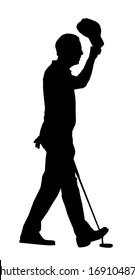 Golf Sport Silhouette Ã?Â¢?? Golfer Completing Tournament Lifting Cap