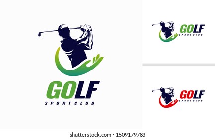 Golf Sport Silhouette Logo Design Template, Golf Care logo template