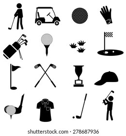 golf sport simple black icons set eps10 