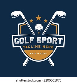 Golf sport template logo on dark background.