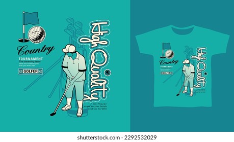 golf sport with typography background, t-shirt design vector illustration