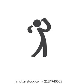Icono vector del deporte de golf. signo plano relleno para concepto móvil y diseño web. Icono del glifo del club de golf masculino. Símbolo, ilustración del logotipo. Gráficos vectoriales