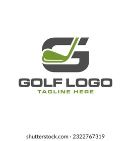 diseño del logotipo de la ilustración del vector del deporte de golf con letra G