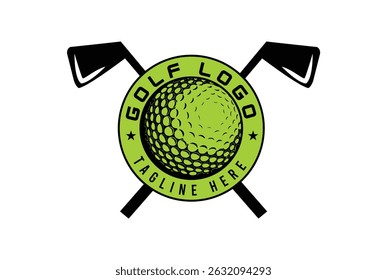 Golf Sports Badge Logo Vector With Cross Golf Sticks - Golf Logo.