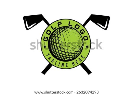 Golf Sports Badge Logo Vector With Cross Golf Sticks - Golf Logo.