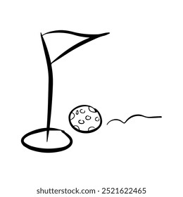 golf sports cartoon icon line art hand draw vector