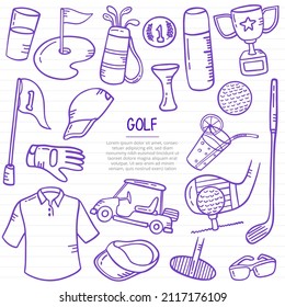 Golf Sports Concept With Doodle Style For Template Of Banners, Flyer, Books, And Magazine Cover