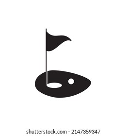 Golf sports icon in black flat glyph, filled style isolated on white background