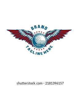 golf sports inspiration logo. golf ball concept with stretched wings. for golf clubs.