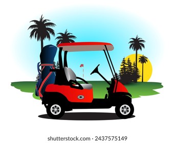 Golf sports view vector illustration for tournament advertising.