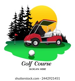 Golf sports view vector illustration for tournament advertising.