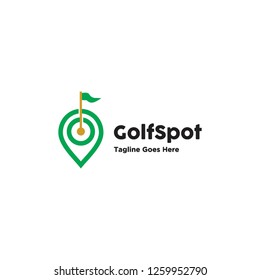 Golf Spot Flag And Pin Location Logo Icon Vector Inspiration