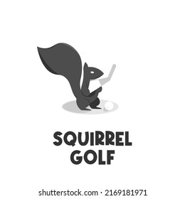 Golf squirrel simple illustration logo