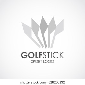 Golf stick abstract vector and logo design or template sport business icon of company identity symbol concept