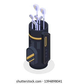 Golf stick bag icon. Isometric of golf stick bag vector icon for web design isolated on white background