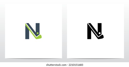 Golf Stick And Ball On Letter Logo Design N