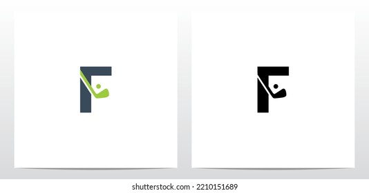 Golf Stick And Ball On Letter Logo Design F