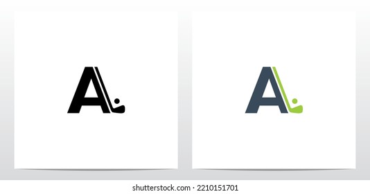 Golf Stick And Ball On Letter Logo Design A