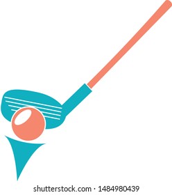 Golf stick ball stand trendy icon on white background for web graphic