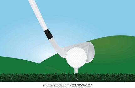 Golf stick and ball. vector illustration